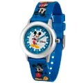 Disney Mickey Mouse Kids' Stainless Steel Time Teacher Analog Quartz Watch, Blue, NO SIZE, Children's Watches