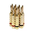 Monoprice 109436 Gold Plated Speaker Banana Plugs – 5 Pairs – Closed Screw Type, for Speaker Wire, Home Theater, Wall Plates and More