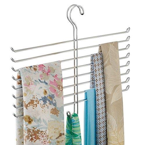 InterDesign Classico Wrinkle Free Scarf Closet Organizer Hanger, No Snag Storage for Scarves, Ties, Belts, Pashminas, Accessories - 8 Rods, Chrome