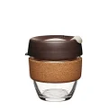 KeepCup Reusable Tempered Glass Coffee Cup | Travel Mug with Splash Proof Lid, Brew Cork Band, Lightweight, BPA Free | Small | 8oz / 227ml | Almond