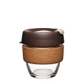 KeepCup Reusable Tempered Glass Coffee Cup | Travel Mug with Splash Proof Lid, Brew Cork Band, Lightweight, BPA Free | Small | 8oz / 227ml | Almond