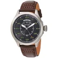 Invicta Men's Aviator Stainless Steel Quartz Watch with Leather Calfskin Strap, Black, Brown, 21 (Model: 22972, 22973), Stainless Steel, Quartz Movement