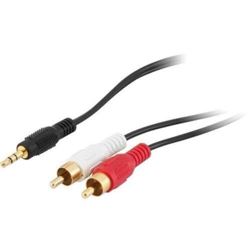 LA1061 Pro2 20M 3.5Mm Plug to 2X RCA Stereo Adaptor Lead Gold Plated Plugs Gold Plated Plugs, Black Molding