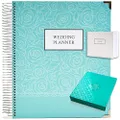 Wedding Planner Gift Set for The Bride to Be: 9x11 Hardcover Wedding Planner and Organizer, Gift Box, Guest Book, Bookmark, Planning Stickers, Business Card Holder, and Pocket Folders (Silver)