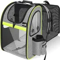 Pecute Pet Carrier Backpack with Mesh Portable Collapsible Pet Backpack Pet Expandable Bag for Puppy Dogs and Cats, Easy-Fit for Traveling Hiking Camping, Gary (Maximum Load 20KG)
