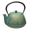 Avanti Daisy Cast Iron Teapot, 1.2 Litre Capacity, Teal/Gold (15187)