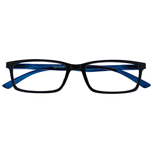 Opulize See B9-1 +0.00 Blue Light Blocking Computer Gaming Anti Glare Glasses for Unisex, Black/Blue