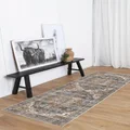 The Rug Collective Distressed Vintage Cezanne Rabbit Gray Inca Gold Runner Rug Wipe Clean Machine Washable Pet Friendly Rug, 80 x 400cm