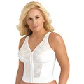 EXQUISITE FORM Women's Fully Front Close Longline Lace Posture Bra, White, 36D