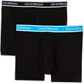 Emporio Armani Bodywear Men's Knit 2 Pack Boxer Briefs, Black/Black, Medium UK