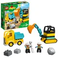 LEGO® DUPLO® Construction Truck & Tracked Excavator 10931 Digger Toy and Tipper Truck, Building Site Toy for Kids Aged 2