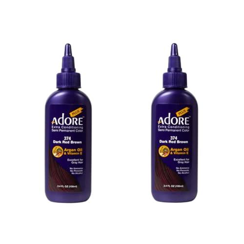 Adore Plus Semi Permanent Hair Color, AD374, Dark Red Brown, 100 millilitre
