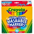 Crayola 10 Pack Ultra Clean Washable Markers, Bright Neon Colours, Broadline Tips, Perfect Drawing and Colouring Markers, Safe and Nontoxic, Great for Arts & Crafts, School and Home!