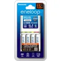 Panasonic AA & AAA Eneloop Smart And Quick Battery Charger, 1-Pack + Eneloop AA Pre-Charged Rechargeable Batteries, 4-Pack (K-KJ55MCC4TA)