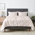 Amazon Basics Pinch Pleat All-Season Down-Alternative Comforter Bedding Set - Full / Queen, Cream
