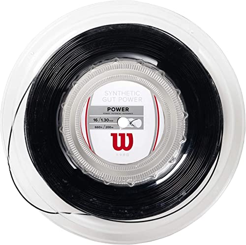 WILSON Synthetic Gut Power Tennis String - Set and 200m Reel, 16 and 17 Gauge