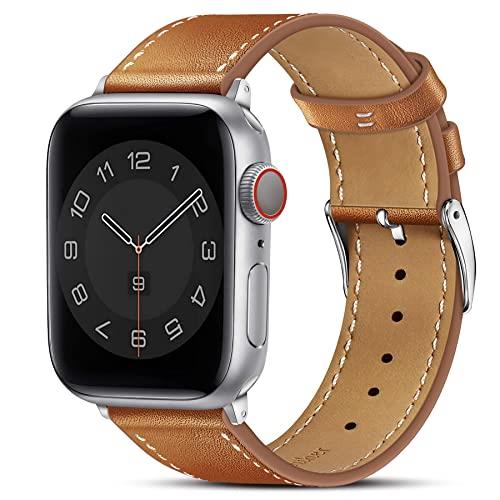 Marge Plus Compatible with Apple Watch Band 38mm 40mm, Genuine Leather Watch Strap Compatible with Apple Watch Series 5 4 (40mm) Series 3 2 1 (38mm) Sport and Edition, Brown