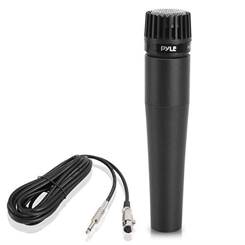 Pyle Professional Handheld Moving Coil Microphone - Dynamic Cardioid Unidirectional Vocal, Built-in Acoustic Pop Filter, Includes 15ft XLR Audio Cable to 1/4'' Audio Connection - PDMIC78