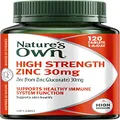 Nature's Own High Strength Zinc 30mg Tablets 120 - Supports Healthy Immune System Function - Maintains Healthy Skin