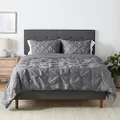 Amazon Basics Pinch Pleat All-Season Down-Alternative Comforter BeddingSet - Full / Queen, Dark Grey
