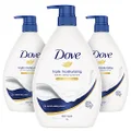 DOVE Body Wash Triple Moisturising with 1/4 Moisturising cream, 1L x 3 Pack, Mild and Gentle formula