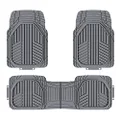 Amazon Basics 3-Piece All-Weather Protection Heavy Duty Rubber Floor Mats for Cars, SUVs, and Trucks,Gray,Universal Trim to Fit