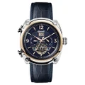 Ingersoll Men's Automatic Michigan Blue Dial Automatic Watch for Men with Rose Gold/Silver Case and Blue Leather Strap analog Display and Leather Strap, I01101