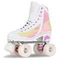 Crazy Skates Glitz Dazzling Glitter Quad Roller Skates for Women and Girls, Size 40, Pearl