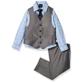 Nautica Boys 4-Piece Vest Set with Dress Shirt, Tie, Vest, and Pants, Light Gray, 7