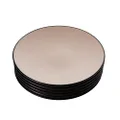 Melamine 6 Piece 25.5cm Round Dinner Plate Set, Beige/Black, Dual Colour by Coucou