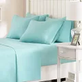 Comfort Spaces CS20-0116 Microfiber Set 14" Deep Pocket, Wrinkle Resistant All Around Elastic-Year-Round Cozy Bedding Sheet, Matching Pillow Cases, Twin, Aqua