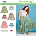Simplicity 1110 Misses' Sewing Pattern Tiered Skirt with Length Variations, Size XX-Small/XS/S/M/L/XL