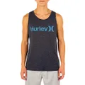 Hurley Men's One & Only Graphic Tank Top T Shirt, Black Heather Noise Aqua, Small US