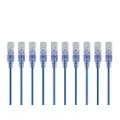 Monoprice Cat6A Ethernet Patch Cable - Snagless RJ45, 550Mhz, 10G, UTP, Pure Bare Copper Wire, 30AWG, 10-Pack, 0.5 Feet, Blue - SlimRun Series