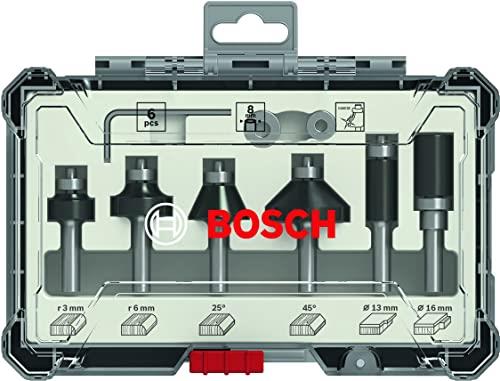 Bosch Accessories Professional 6-piece Trim & Edging Router Bit Set (8 mm shank, Accessories for Routers)