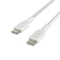 Belkin CAB004bt1MWH Braided USB-C to USB-C Cable (Boost Charge USB-C Cable, USB-C Fast Charge Cable for Note10, S10, Pixel 4, iPad Pro and More) USB Type-C Fast Charging Cable, White