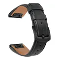 TRUMiRR Watch Band for Fenix 6/6 Pro / 6 Sapphire/Fenix 5/5 Plus, 22mm Quick Easy Fit Watchband Genuine Cowhide Leather Strap for Garmin Instinct/Forerunner 965 955 945, Leather