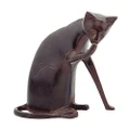 Achla Designs CAT-05 Coy Cat Statue Sculpture Indoor Outdoor Art Decor, Dark Bronze