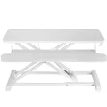VIVO 81cm Desk Converter, K Series, Height Adjustable Sit to Stand Riser, Dual Monitor and Laptop Workstation with Wide Keyboard Tray, White, DESK-V000KW