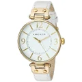 Anne Klein Women's 109168WTWT Gold-Tone Watch with White Leather Band