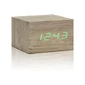 Gingko Cube Click Clock, Ash/Green LED