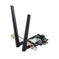 ASUS PCE-AX3000 - Dual Band PCI-E WiFi 6 (802.11ax) Adapter with 2 external antennas. Supporting total data rate up to 3000Mbps, Bluetooth 5.2, WPA3 network security, OFDMA and MU-MIMO