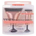 Real Techniques Skincare Brush Duo for Hands Free Skin Care Application, Eye Brush, and Jar Scoop With Stainless Steel, Use With Serums, Creams, and Toners, 2 Piece Set, Pink