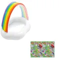 Bundle Rollmatz Farm Design Playmat, 200 x 120 cm, Multicolor, Large (Pack of 1) + Intex 57141 Rainbow Cloud Baby Pool, Assorted, 142 x 119 x 84 cm