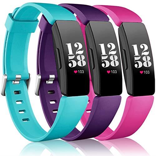 Wepro Bands Replacement Wrist Strap Compatible with Fitbit Inspire HR and Fitbit Inspire Fitness Tracker for Women Men, 3-Pack, Small, Large, Mens, Teal/Plum/Rose Pink, Small 5.5''-7.1''