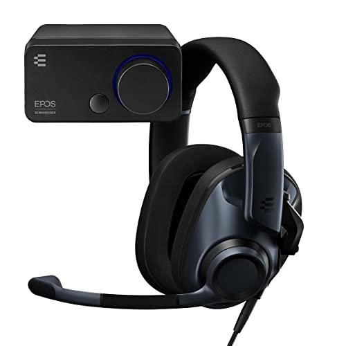 Epos H6Pro Closed Back + GSX 300 Audio Gaming Bundle for Windows and PC, Lift-to-Mute mic, Lightweight Gaming Headset with Audio DAC for Improved Sound, 7:1 Surround, Bass Boost, Black (1001165)