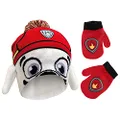 Nickelodeon boys Nickelodeon Winter Hat and Toddlers Mittens, Paw Patrol Chase and Marshall Baby Beanie for Boy Ages 2-4, Marshall Design, Mittens - Age 2-4