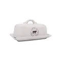 Creative Co-op DA5366 Stoneware Butter Dish with Cow Decal, Multicolor