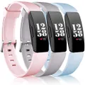 Wepro Bands Replacement Compatible with Fitbit Inspire HR and Fitbit Inspire Fitness Tracker for Women Men, 3-Pack, Small, Large, Mens, C Pink Sand/Slate Gray/Aqua, Small 5.5"-7.1"