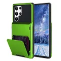 Marphe Wallet Case for Samsung Galaxy S22 Ultra Case with 4-Card Credit Card Holder Slot Shockproof Cover Hybrid Heavy Duty Protection Armor Phone Case Compatible with Galaxy S22 Ultra 5G-Green